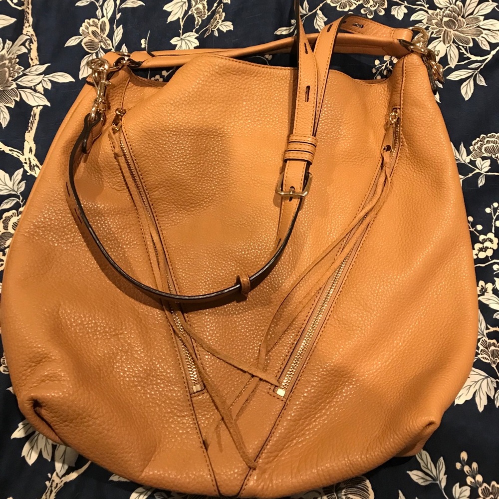SOLD - Large Rebecca Minkoff Moto Bag Tan Gold EUC